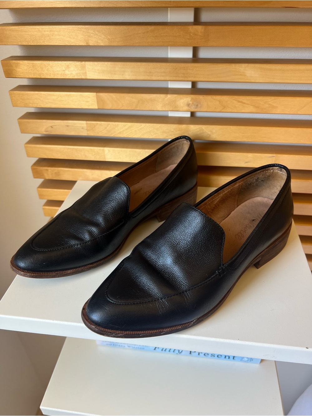 Madewell Classic Black Leather Slip-On Loafers for Women